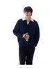 Unisex British-Style Heavyweight Sweater: Two-Piece Look, Lapel Design, Trendy and Versatile for Autumn/Winter.