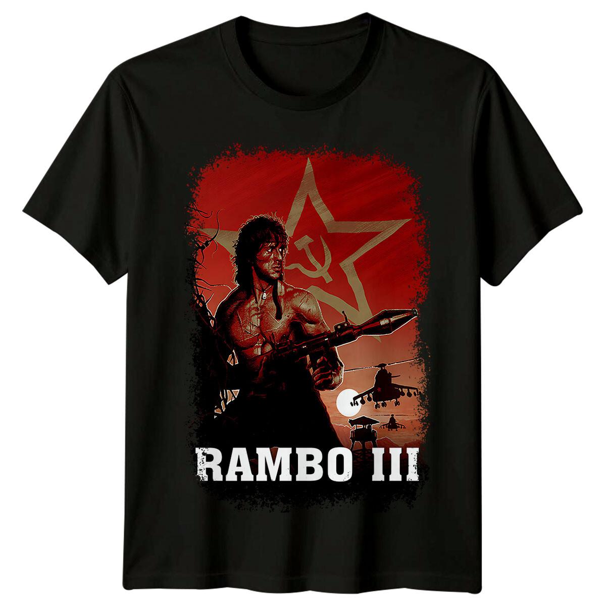 Рэмбо III (1988) Футболка 100% хлопок в стиле киноплаката Мужские футболки Топ Ретро футболка Унисекс L