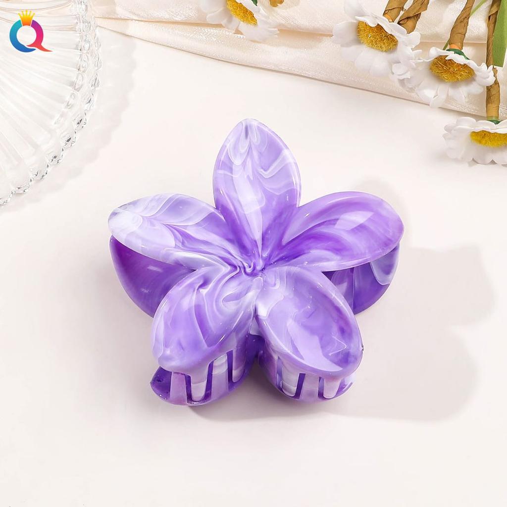 2 Pcs Hawaiian Flower Claw Clips for Women,Marble Vein Flower Hair Claw Clips for Thin Hair,Cute Beach Hair Accessories