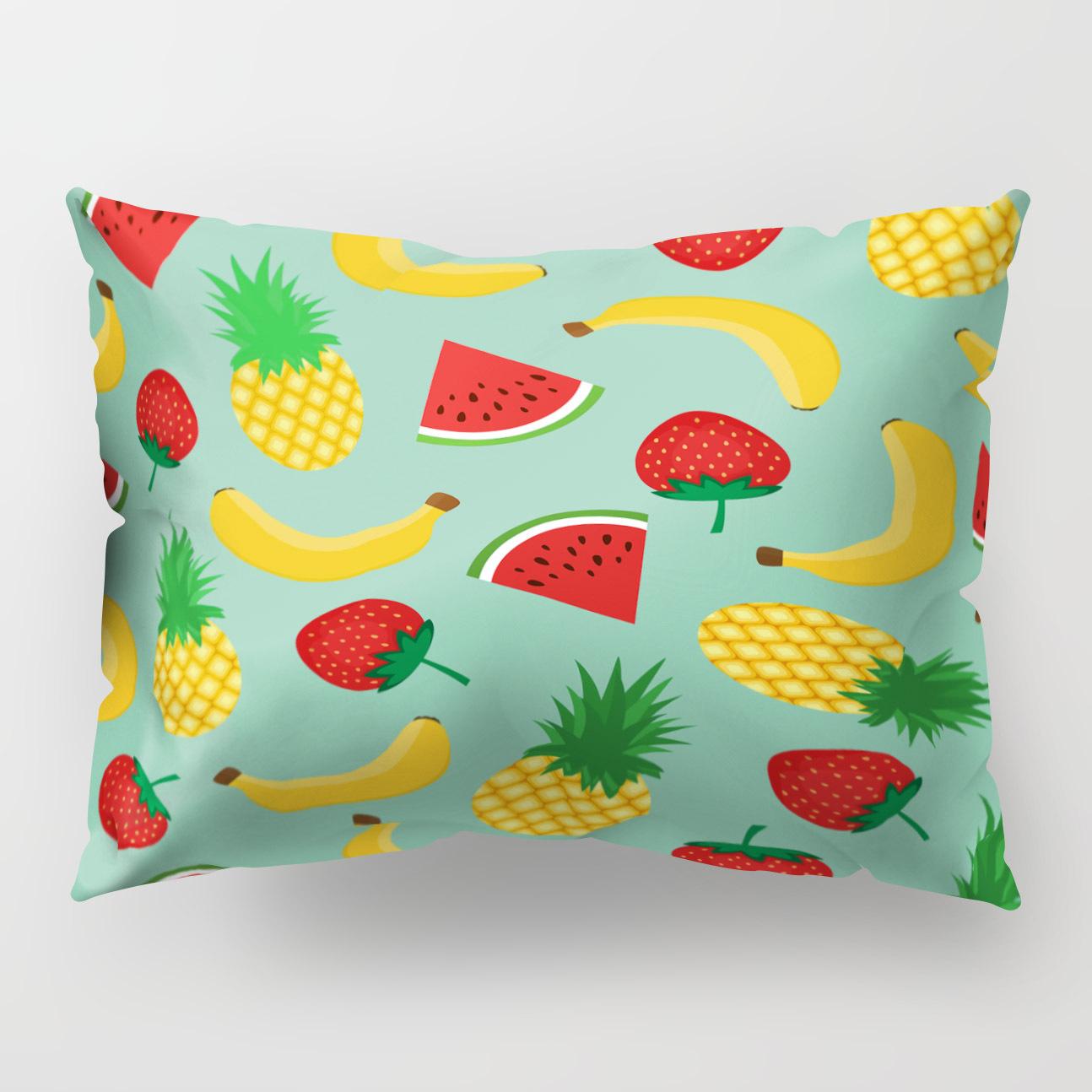 

Ins Fruit Single Sided Polyester Pillow Case Watermelon Banana Pineapple Strawberry Pattern Waist Cushion Cover Bedside Pillow Case 50 * 30Cm without core