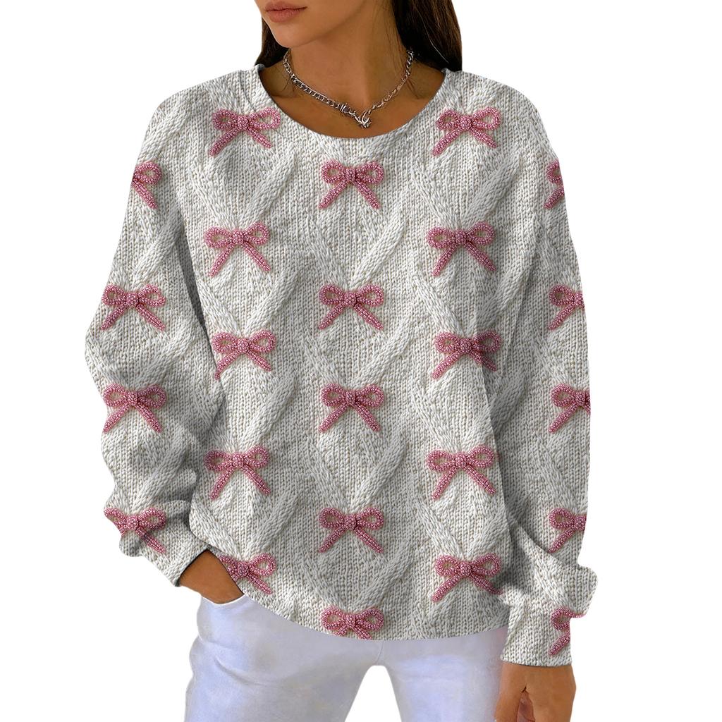 Modă Femei Casual Gradient Imprimeu Crăciun Pulover Sport Top cu Mânecă Lungă