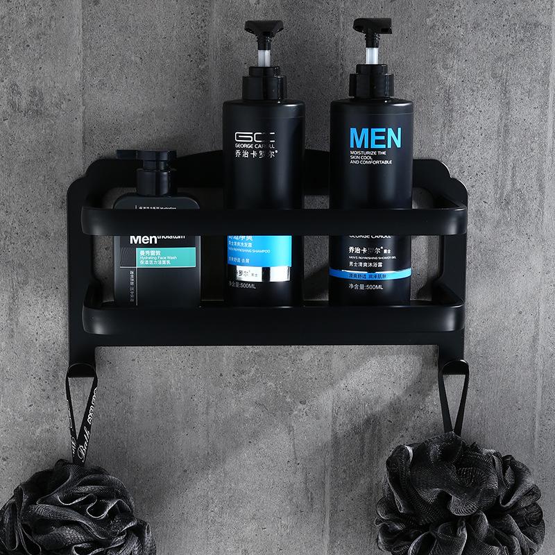 Bathroom Shelf Wall Mounted Black Aluminum Bathroom Soap Dish Bath Shower Shelf Bath Shampoo Holder Basket Holder Corner Shelf