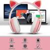 Bluetooth Over-ear Headphones Pink Girl Cat Ear Headphones Led Light Foldable Stereo Wireless Headphones Headset Compatible  Kids Telescopic Noise Can