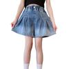 Girls' Korean Style Pleated Denim Skirt - Versatile Summer Fashion for Big Kids