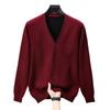 Men's Thick Wool Deep V-Neck Cardigan for Autumn/Winter - Double-Sided Style for Middle-Aged and Elderly