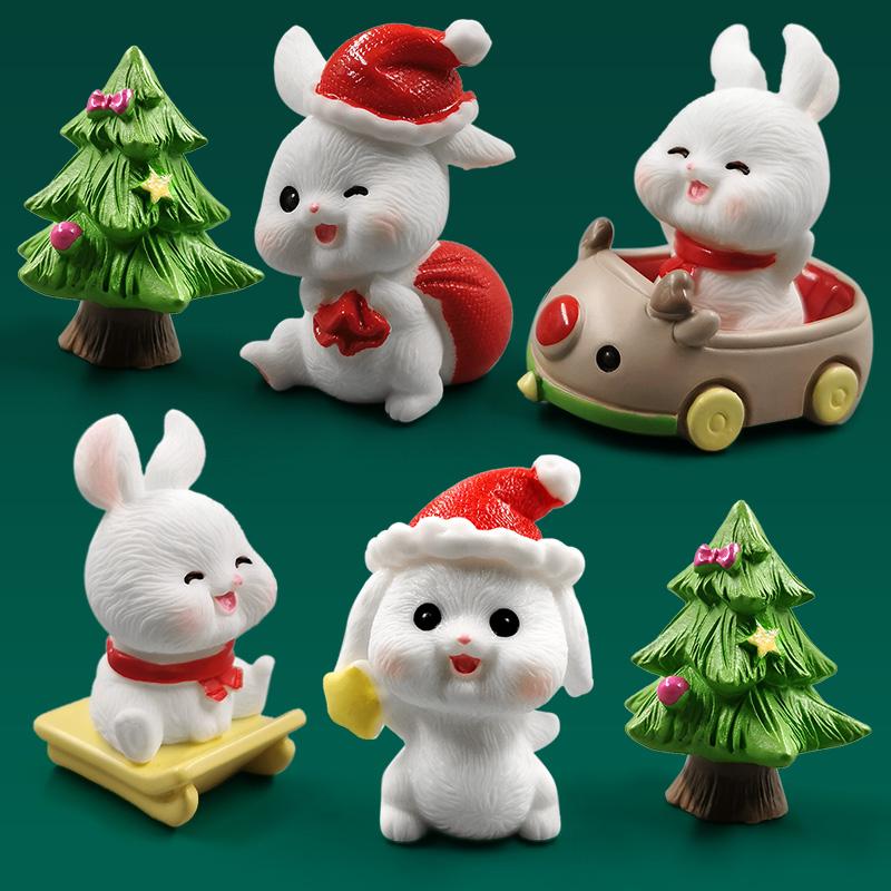 2026 Hot Easter Christmas Rabbit Figurine Landscape Home Kawaii Room Decor Miniature Fairy Garden Decoration Accessories Modern