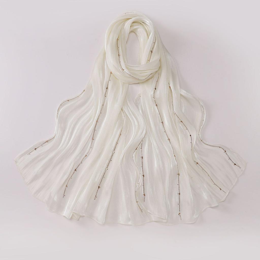 Shimmer Silk Hijab Scarf For Women Crinkle Hijabs  Diamond Luxury Medine Silk Veil Muslim Women Shiny Shawl Turban Bandana