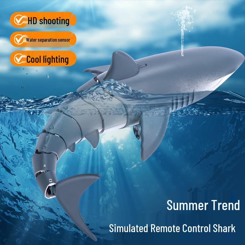 2.4G Remote Control Shark Toy - Water Spraying, Photo Taking, Electric Swing Fish Model for Boys