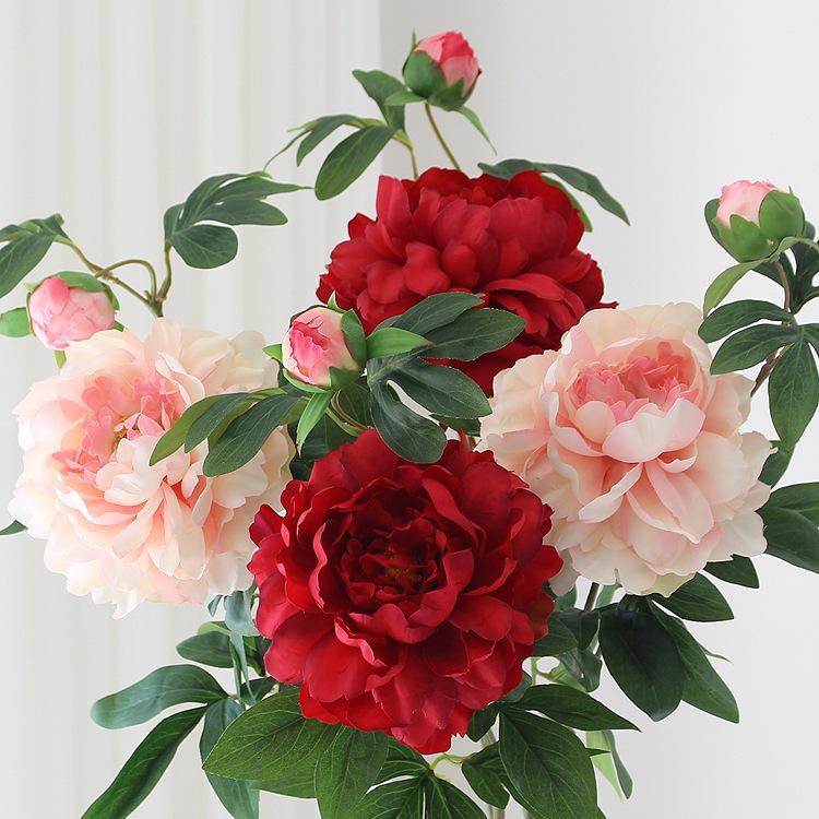 Artificial Peony Silk Flower Arrangement for Living Room and Dining Table Decor