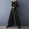 Czarne Plus size Vintage wysoki stan Casual luźne długie Wiosna jesień szerokie nogawki Spodnie Damskie