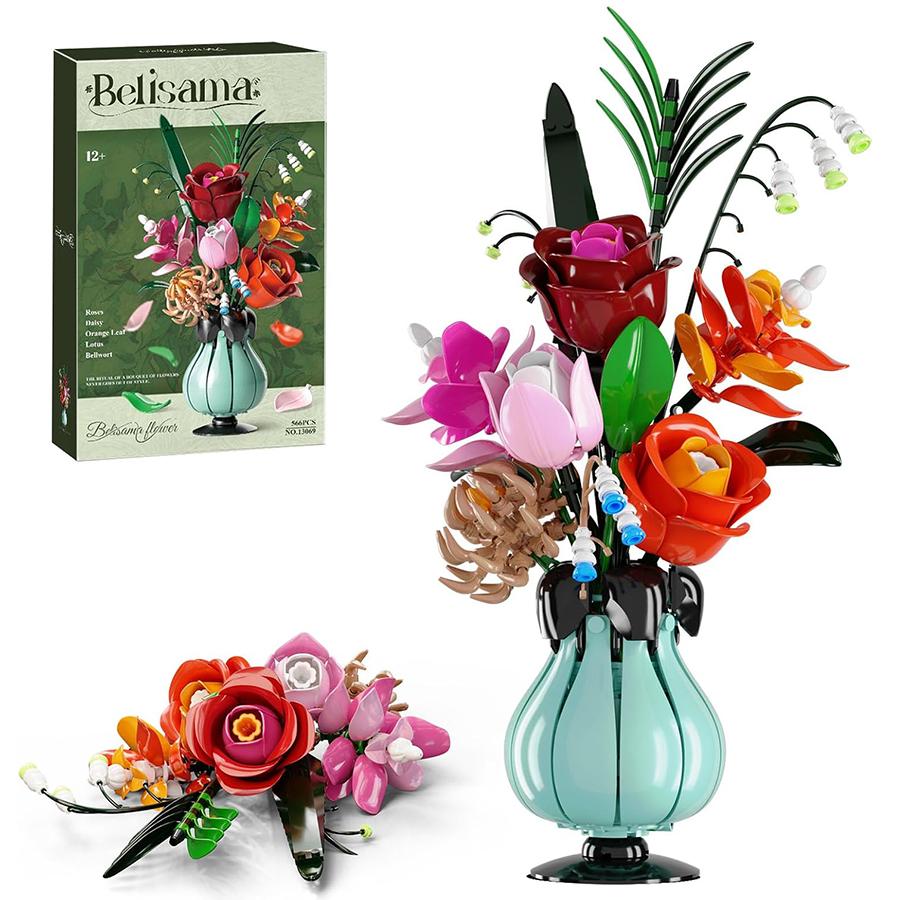 

566PCS DIY Daisy Rose Bouquet Building Blocks Plastic Flowers With Vase Girls Toys Home Decor New Year Valentine s Day Gifts No box