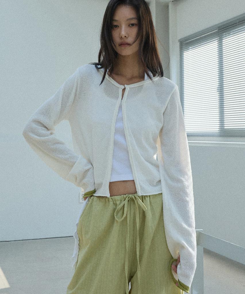 Lense Hook Boucle Cardigan Ivory
