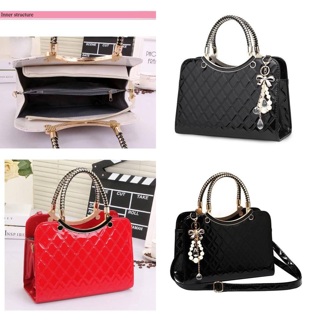 Fashionable Pu Leather Shoulder Bag With High Capacity And Rhombus Design For Women