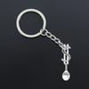 New Fashion Men 30mm Keychain DIY Metal Holder Chain Vintage Money Dollar Spoon 37x9mm Silver Color Pendant Gift