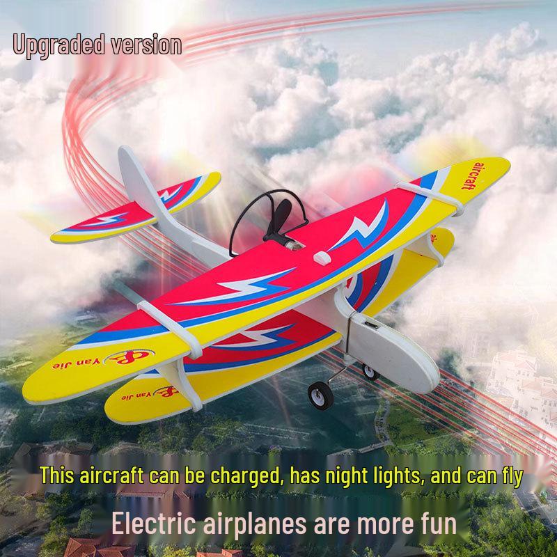 Electric Foam Hand-Throw Biplane Drone Glider Model Airplane Toy