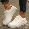 New versatile lace-up low-top little white shoes women's sports flat-soled thick-soled leather board shoes