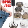 10Pcs/Box 17mm Metal Jeans Buttons No-Sew Screw Replacement Kit Nailless Removable Buckles for Pants Clothing Repair DIY Sewing Accessories