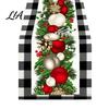 Dining Table Runner Christmas Runner, Xmas Tree Ball Reindeer Print Seasonal Accessories Tablecloth, Winter Holiday Party Decoration Coffee