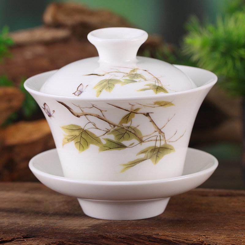 Gaiwan Teacup Set: Blue and White Ceramic with Lid, 120ml Capacity