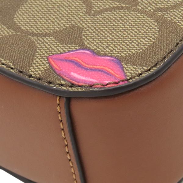 COACH Mini Camera Bag Signature Canvas with Lip PrintShoulder Bag Smooth Rubbed Array