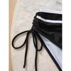 Drawstring Side High Waist Bikini Swimwear Women Black Patchwork Cross Push Up Bandage Cross Bathing Suit Swimsuit