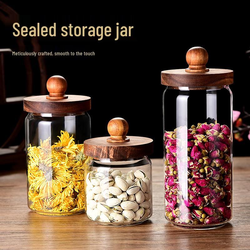 Sealed Glass Jar with Wooden Lid - Universal Kitchen Storage for Coffee, Tea, Flour, and More
