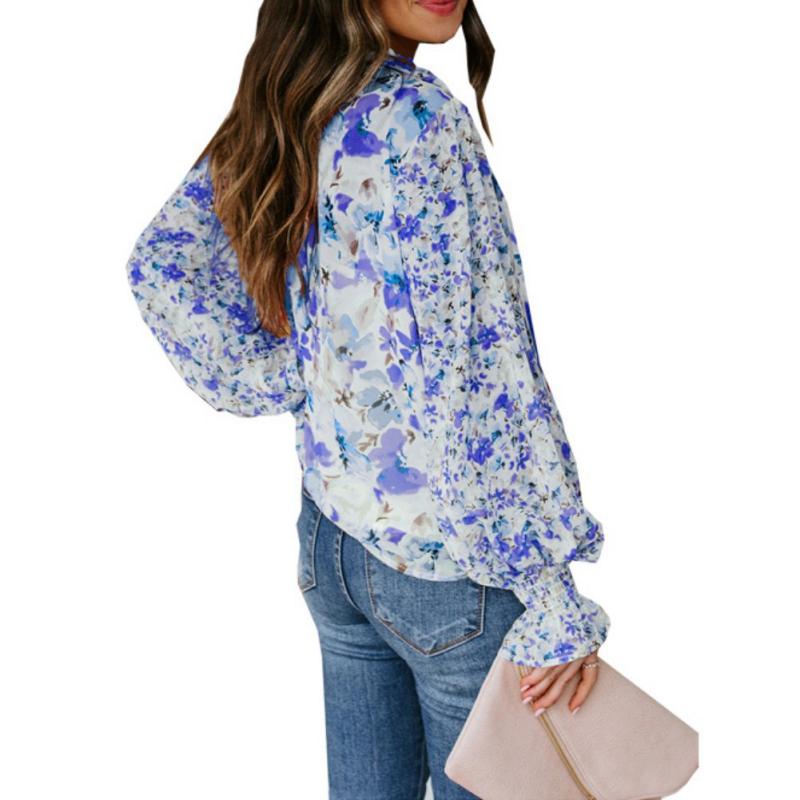 Women's Chiffon Shirt Cardigan Loose Floral Pattern Top Blouse