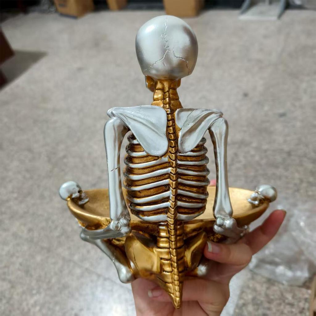 Decorazione Ciotola Caramelle Scheletro di Halloween Vassoio Contenitore Scheletro Vintage Piatto per Biscotti Frutta Gioielli Snack Ornamento Contenitore in Resina Spaventoso
