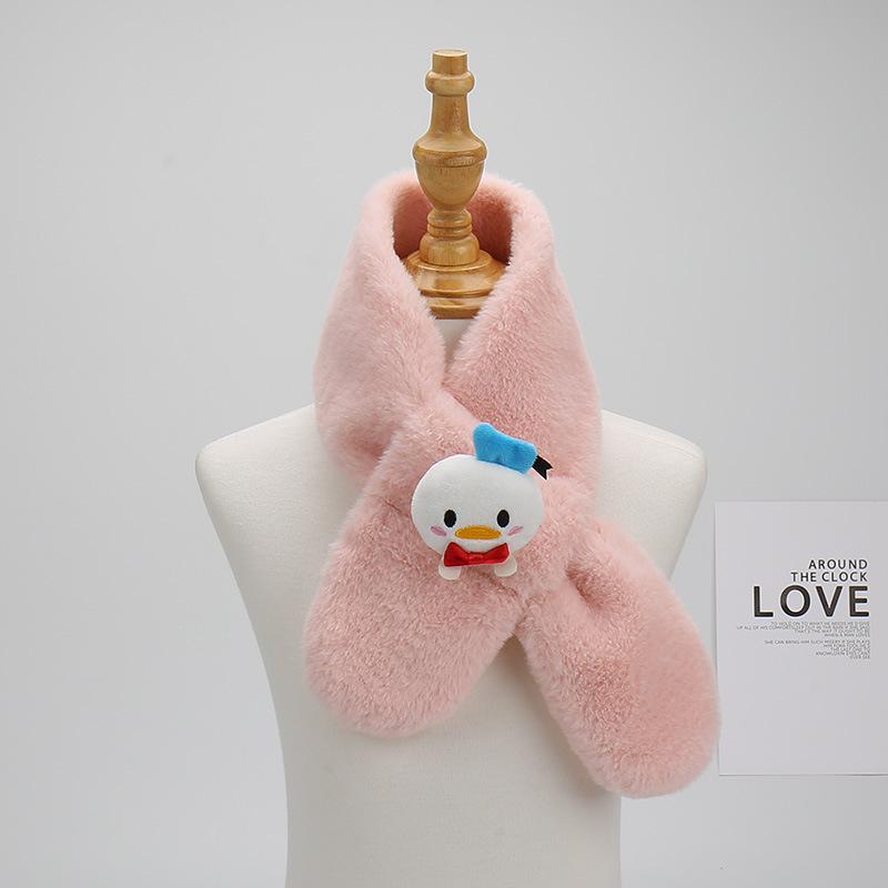 2025 Cartoon Cute Faux Rabbit Fur Children's Plush Scarf - Winter Thickened Neck Warmer for Boys and Girls.