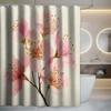 A Bathroom Shower Curtain Featuring Cherry Blossoms for The Spring Festival, Includes 12 Hooks, Measuring 70.87*70.87inch, Per