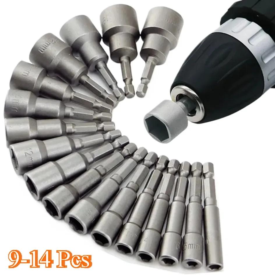 9-14pcs 5mm-13mm Hex Sockets Sleeve Nozzles Nut Driver Set Screwdriver Set Schroevendraaier Set Bits Sets Tools Socket Wrenches