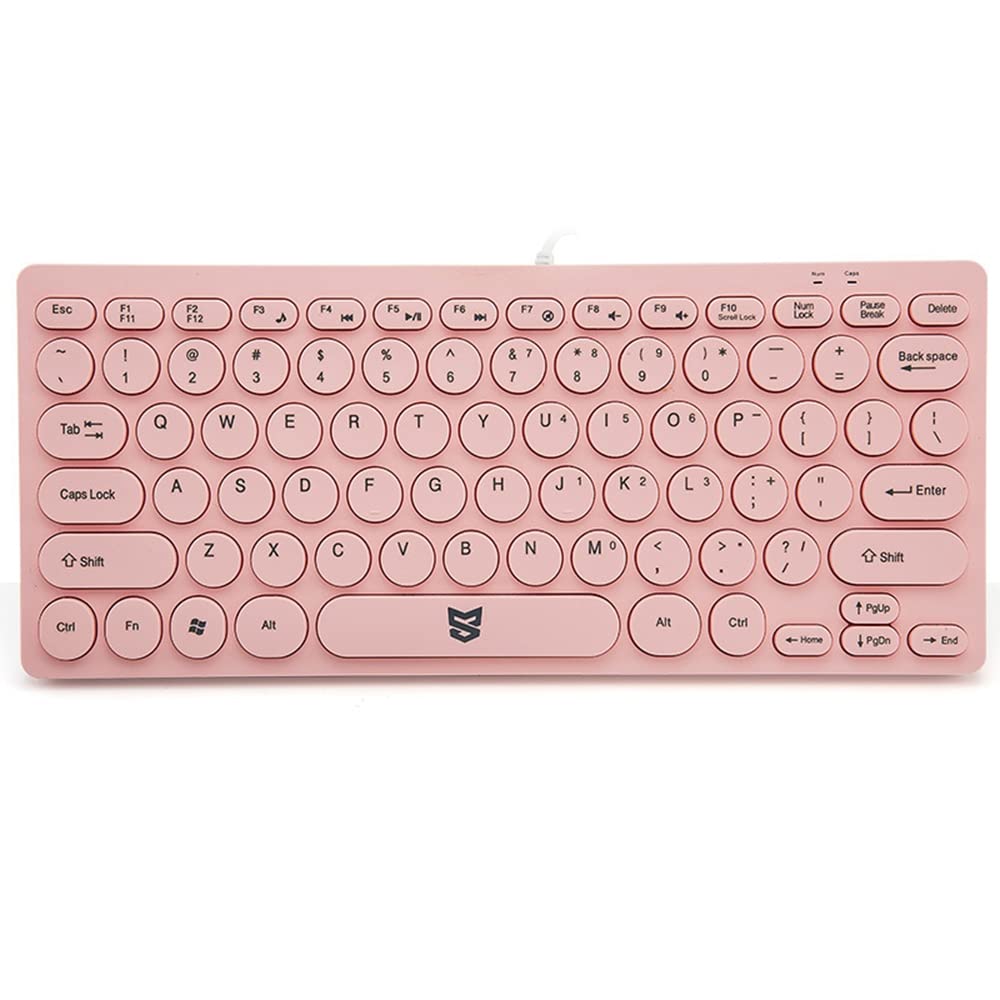 

USB Wired English 78 Pantograph Membrane Round Cord Compatible with Windows Pink Keyboard, Compact, Quiet, Thin, Layout, Keys, Keyboard, Small, Keys,