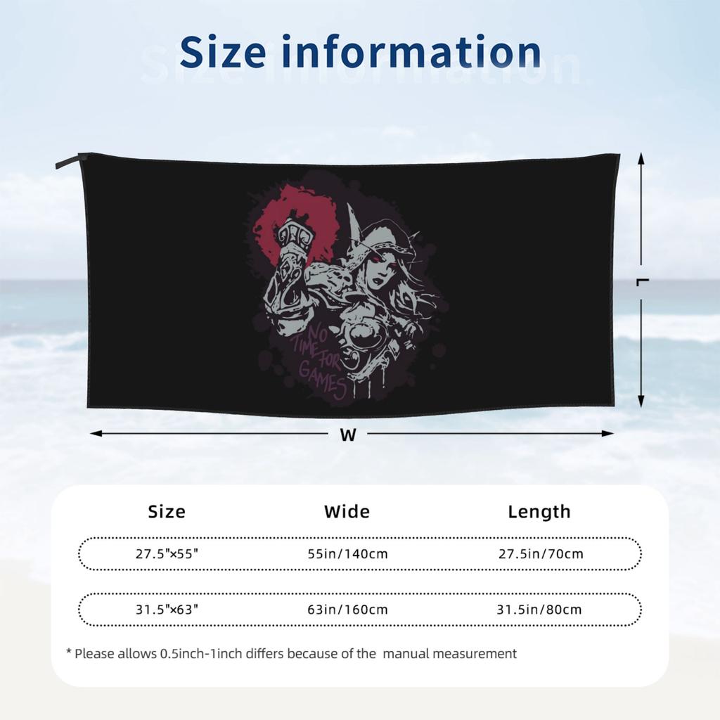 Sylvanas Has No Time For Games Classic Beach Towel Soft Microfiber Quick Dry Absorbent Quick Towels For Bath