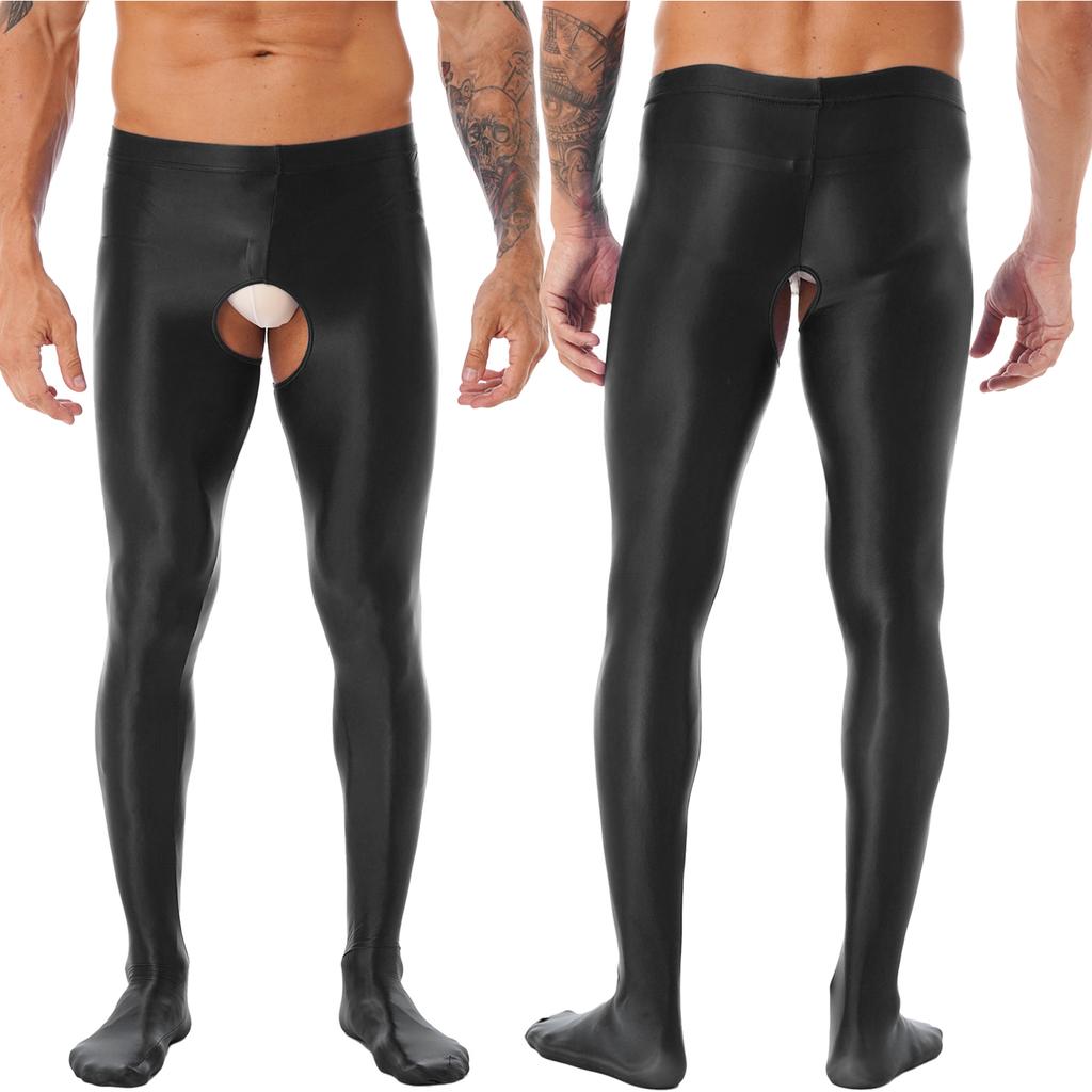 Pánské punčochové kalhoty s vysokým pasem Lesklé lesklé punčochy Punčochy Legíny Noční prádlo