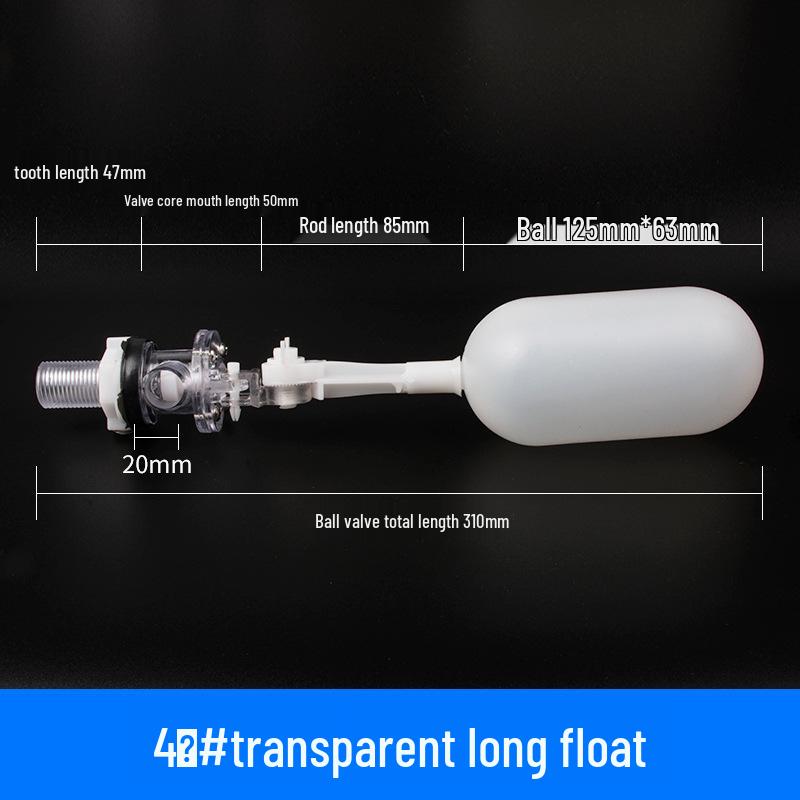 Adjustable Transparent Plastic Float Valve for Water Tanks - Install At Any Angle