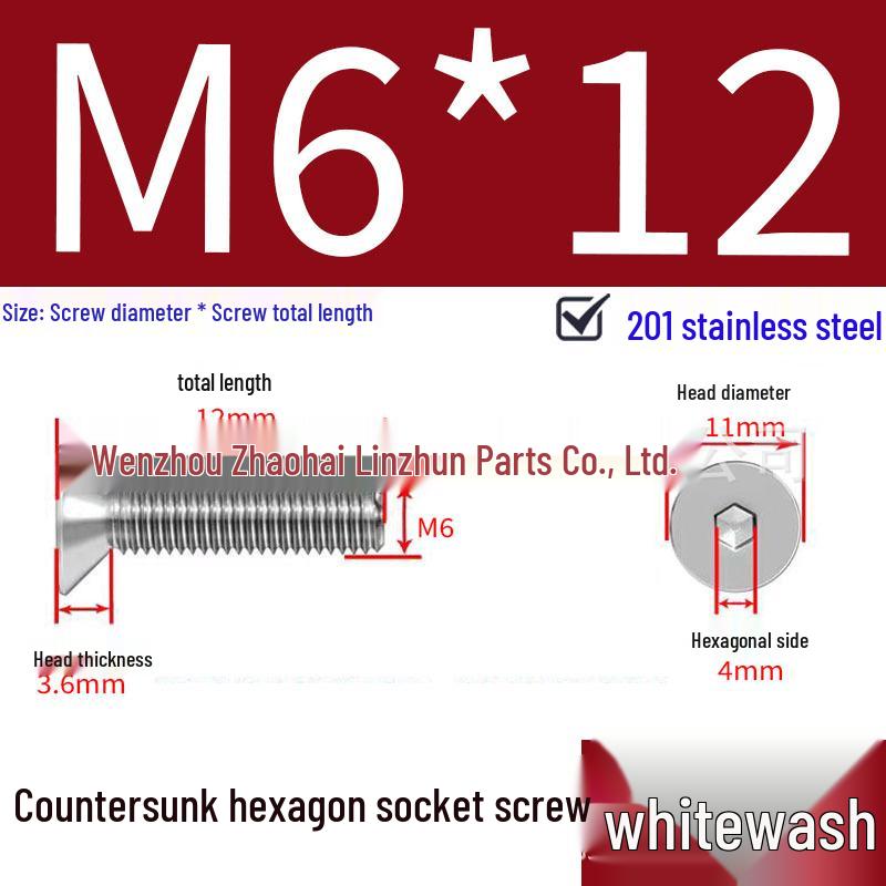 201 Stainless Steel Hex Socket Countersunk Flat Head Screws