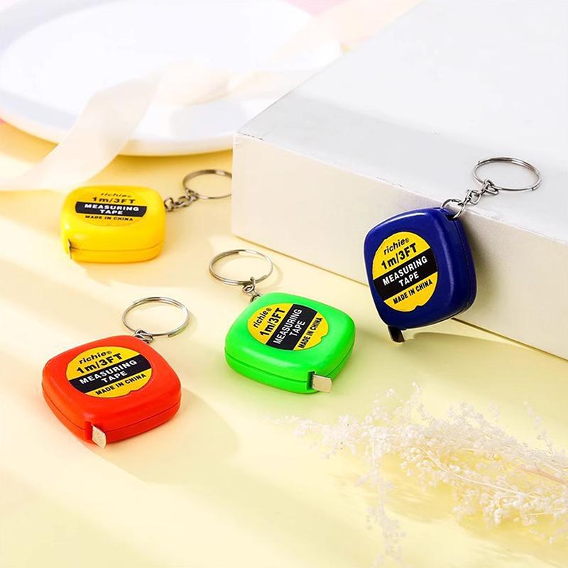 1Meter Length Automatic Telescopic Ruler Portable Mini Metal Tape Measure With Keychain Square Multicolor Children Height Ruler