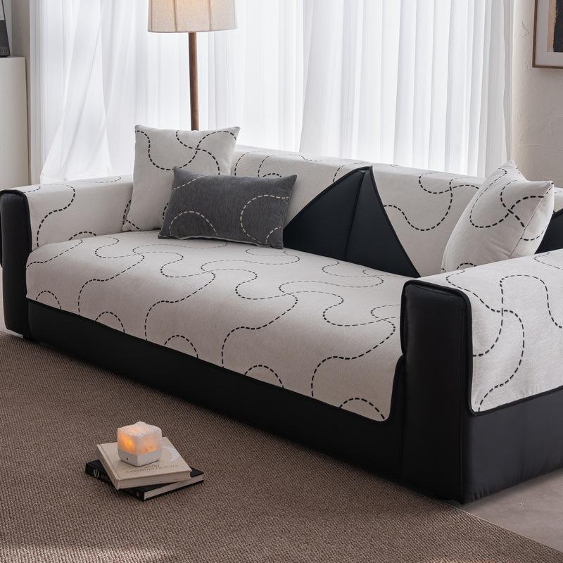 Straight Row Sofa Cushion  New Four-Season Universal One-Piece Cover Towel Light Luxury High-End Seat Cushion Fixed Non-Slip