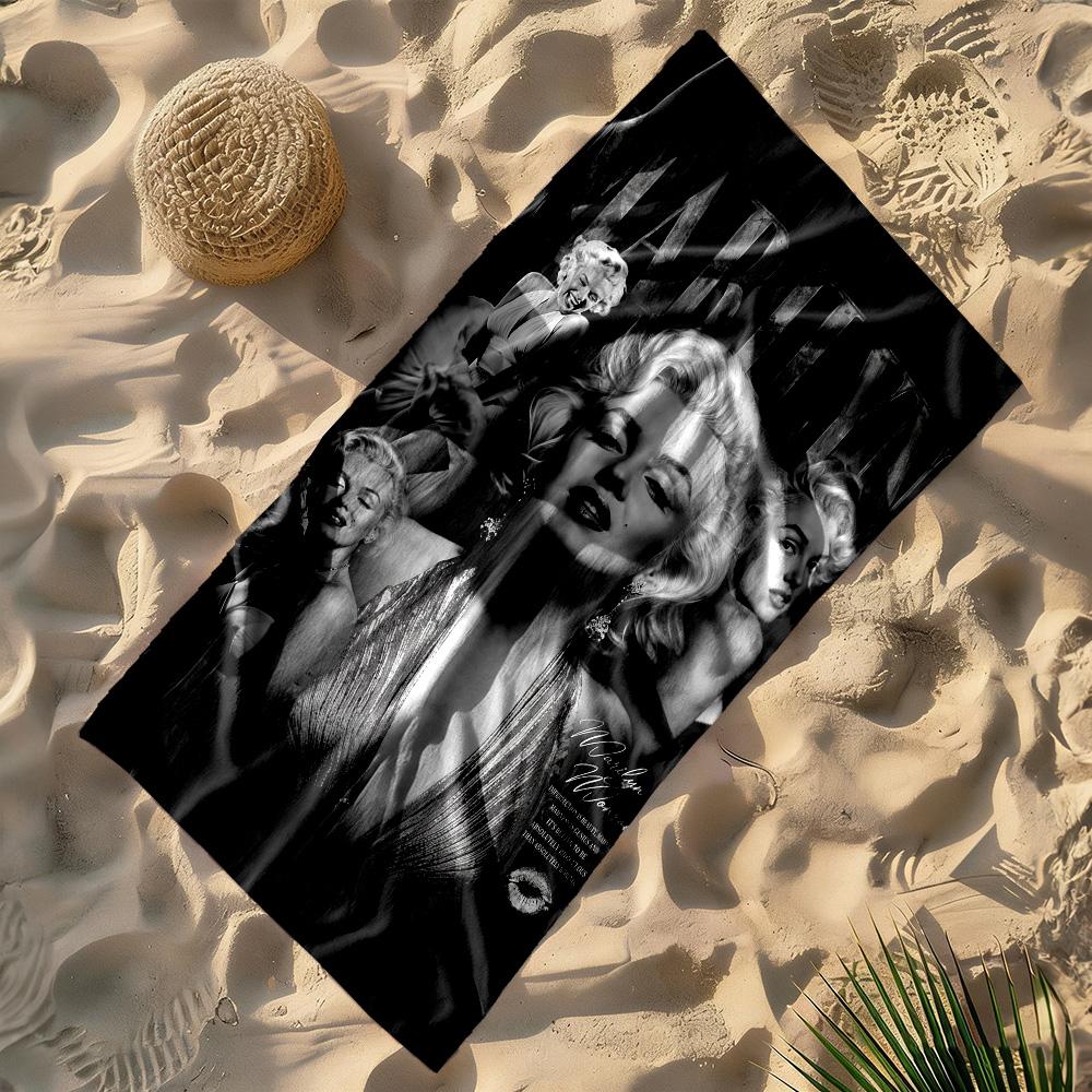 Asciugamano da Spiaggia Iconico Marilyn Monroe Alta Assorbenza & Asciugatura Rapida Confortevole Leggero Adatto per Nuoto, Palestra, Campeggio, Yoga Vacanze