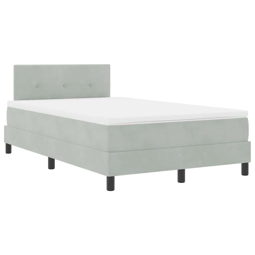 Box Spring Bed with Mattress Light Gray 120 x 200 cm Velvet