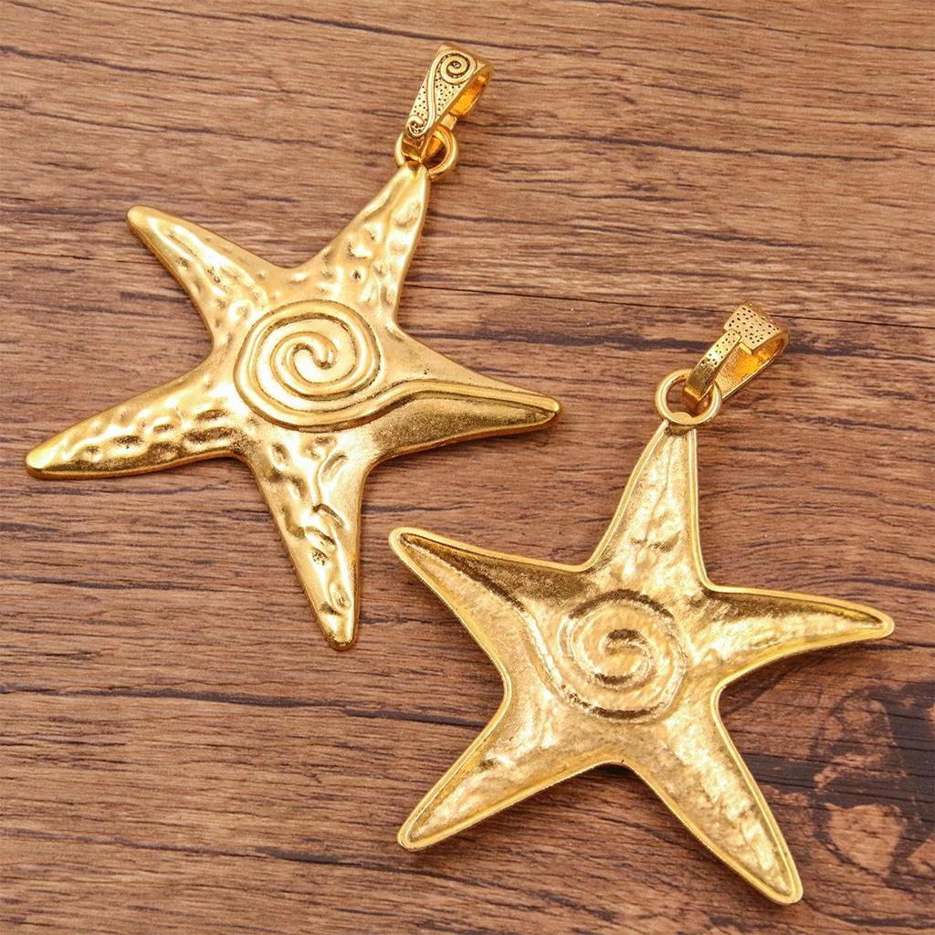 3 Colors 66x81mm Starfish Pendant Charm for DIY Marine Life Jewelry