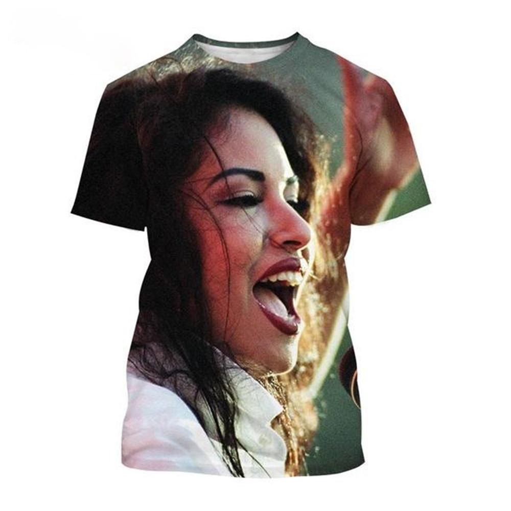 

Summer Round Neck 3D Selena Quintanilla Graphic Print T-shirts Fashionable Casual Short Sleeved Men s and Women s Unisex T-shirts S