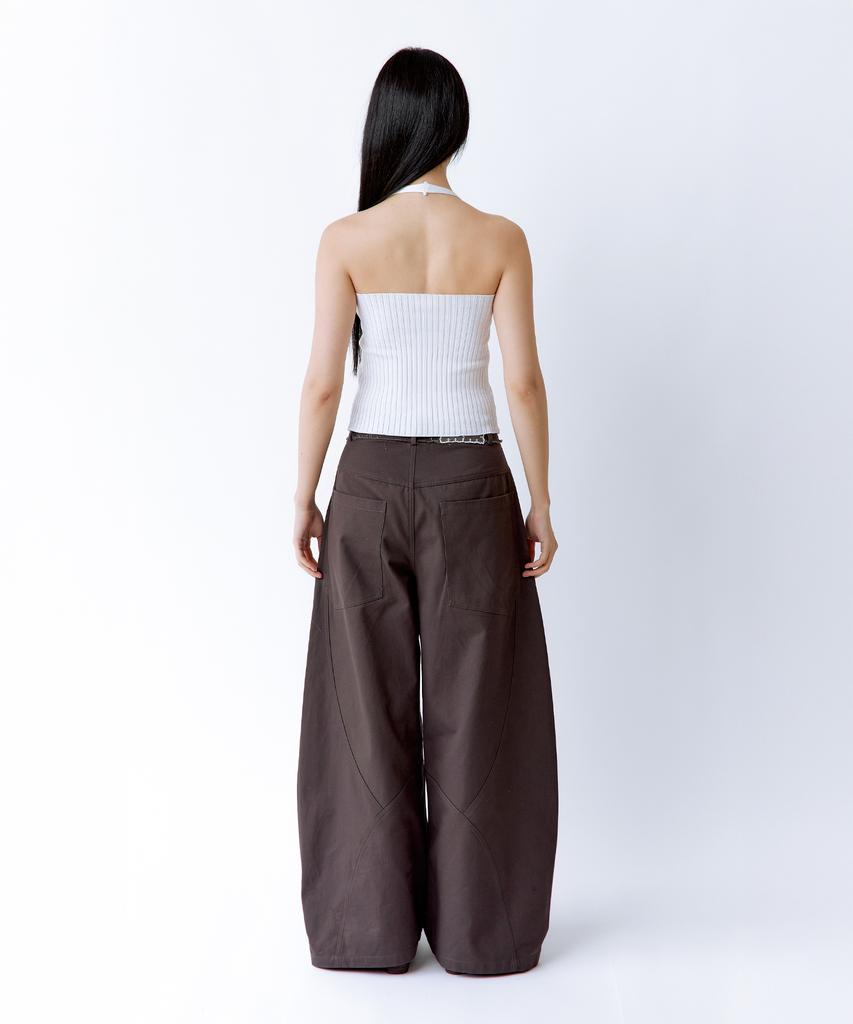 ROUGHNECK Distressed Wide Pants Brown