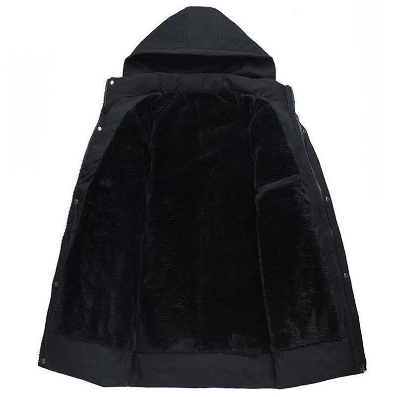 Winter Men Plus Velvet Thick Jacket Casual Warm Windproof Hooded Pocket Outwear