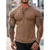 European and American semi-cardigan, casual short-sleeved digital printing slim-fit pullover Henry T-shirt top men's clothing