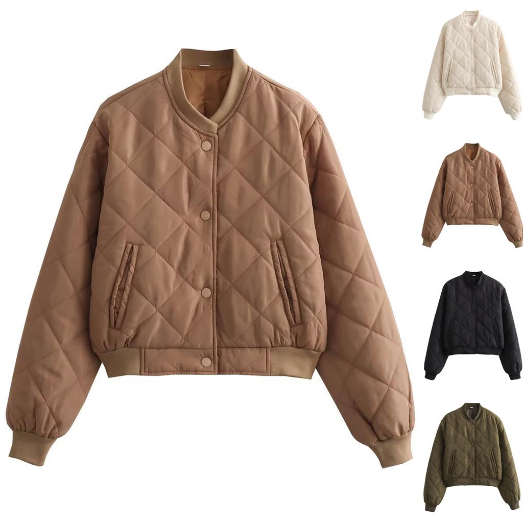 Women's Solid Color Fashionable Sleeve Long Sleeved Zipper Casual Top Jacket Jacket