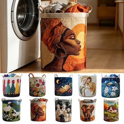 Quilted Laundry Basket Large Capacity with Handles Organizer Foldable Soft Storage Box for Nursery Bedroom Laundry Room
