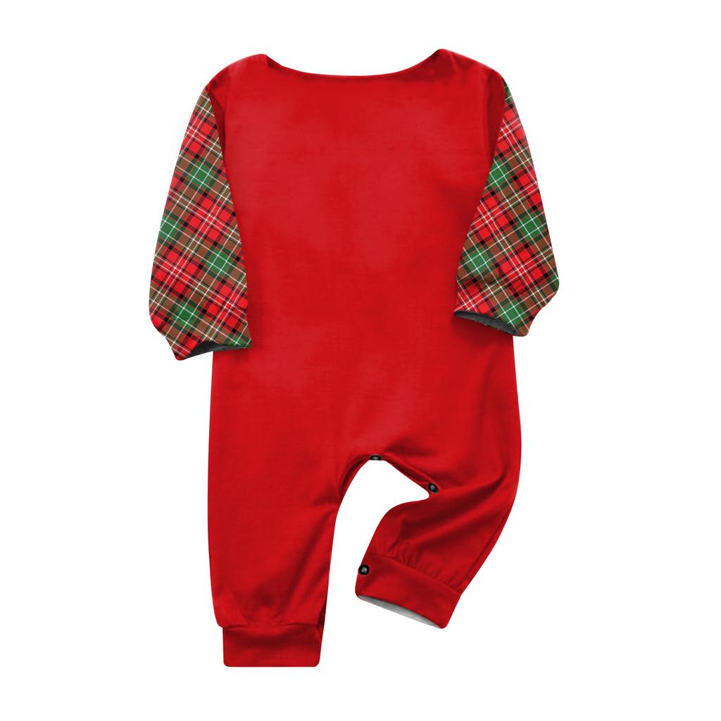 Christmas-print long-sleeve and long-pant matching family loungewear set