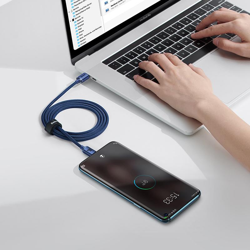 Baseus 100W Type C Cable Blue Fast Charging Charger Wire For IPhone Macbook Samsung Xiaomi Type C Data Cables