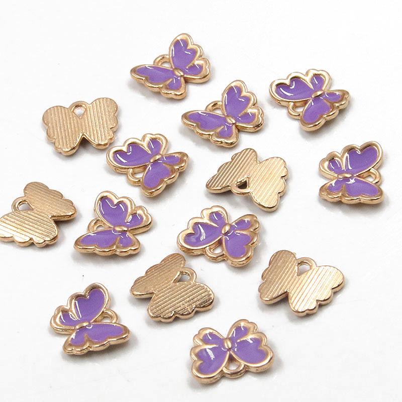 10 Colors 10*13mm KC Gold Enamel Butterfly Charms for Necklaces & Bracelets